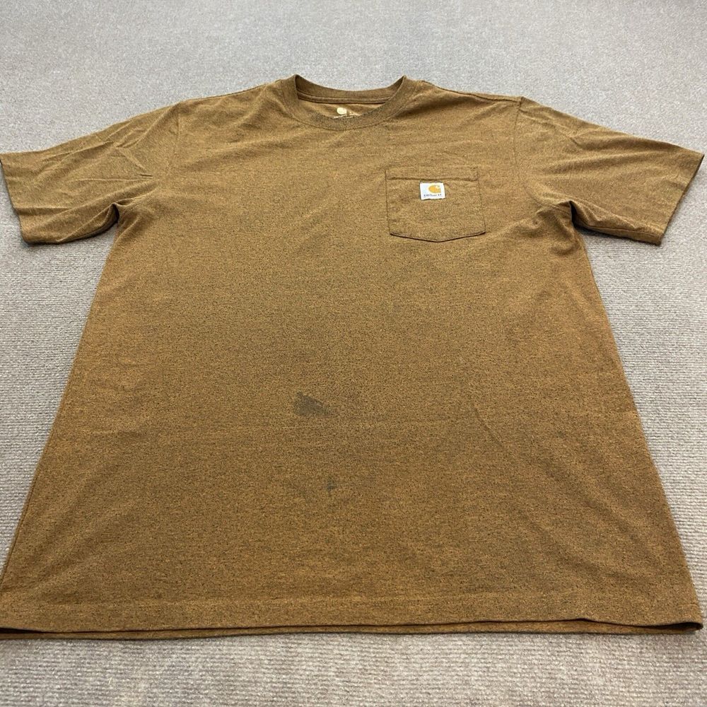 Carhartt Pocket Shirt‎ Mens L Tall Brown Distressed Short Sleeve K87 Logo Grunge